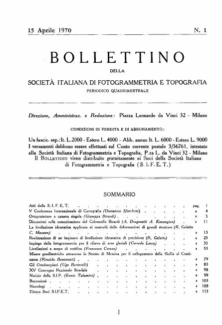 Copertina articolo #5 Bollettino SIFET ANNO: 1970 n.1